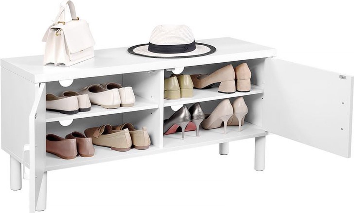 MIRA Home - Schoenenkast - Schoenenkast met dubbele deuren - Wit - 35x110x50 (8720909808959)