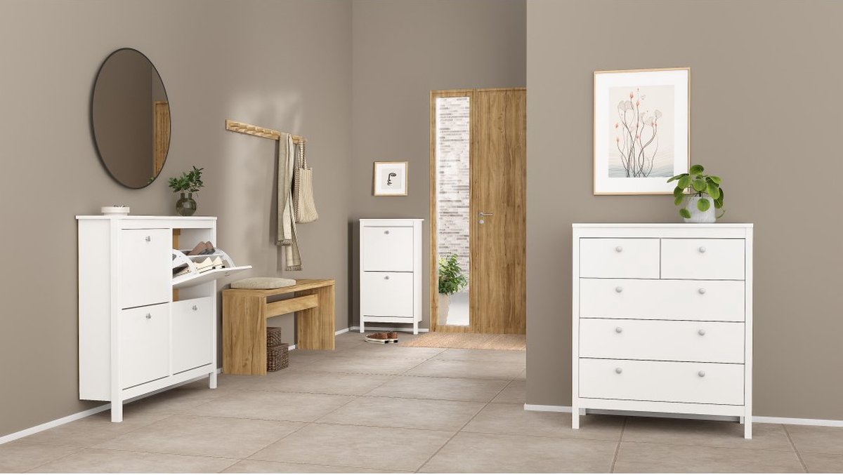 Madrid schoenenkast 2 kleppen wit. (5713035086080)