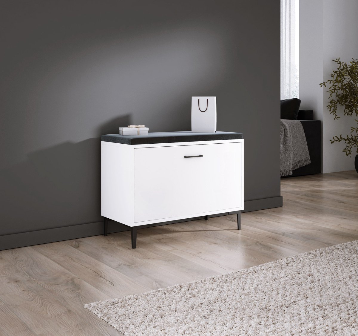 Meubel Square - Schoenenbank NOX - Wit - Schoenenkast - Halmeubel (9501947399369)