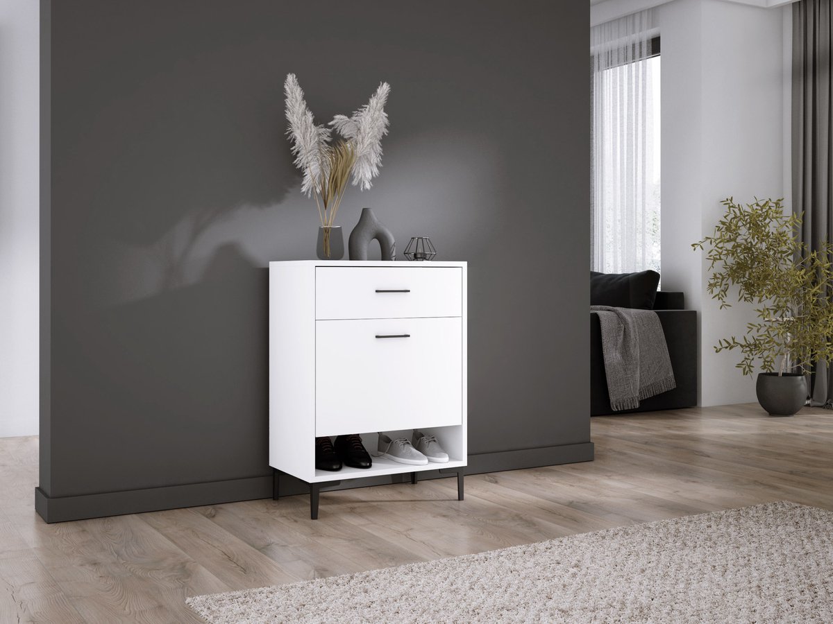 Meubel Square - Schoenenkast NOX met lade - Wit - Halmeubel (9504825654826)