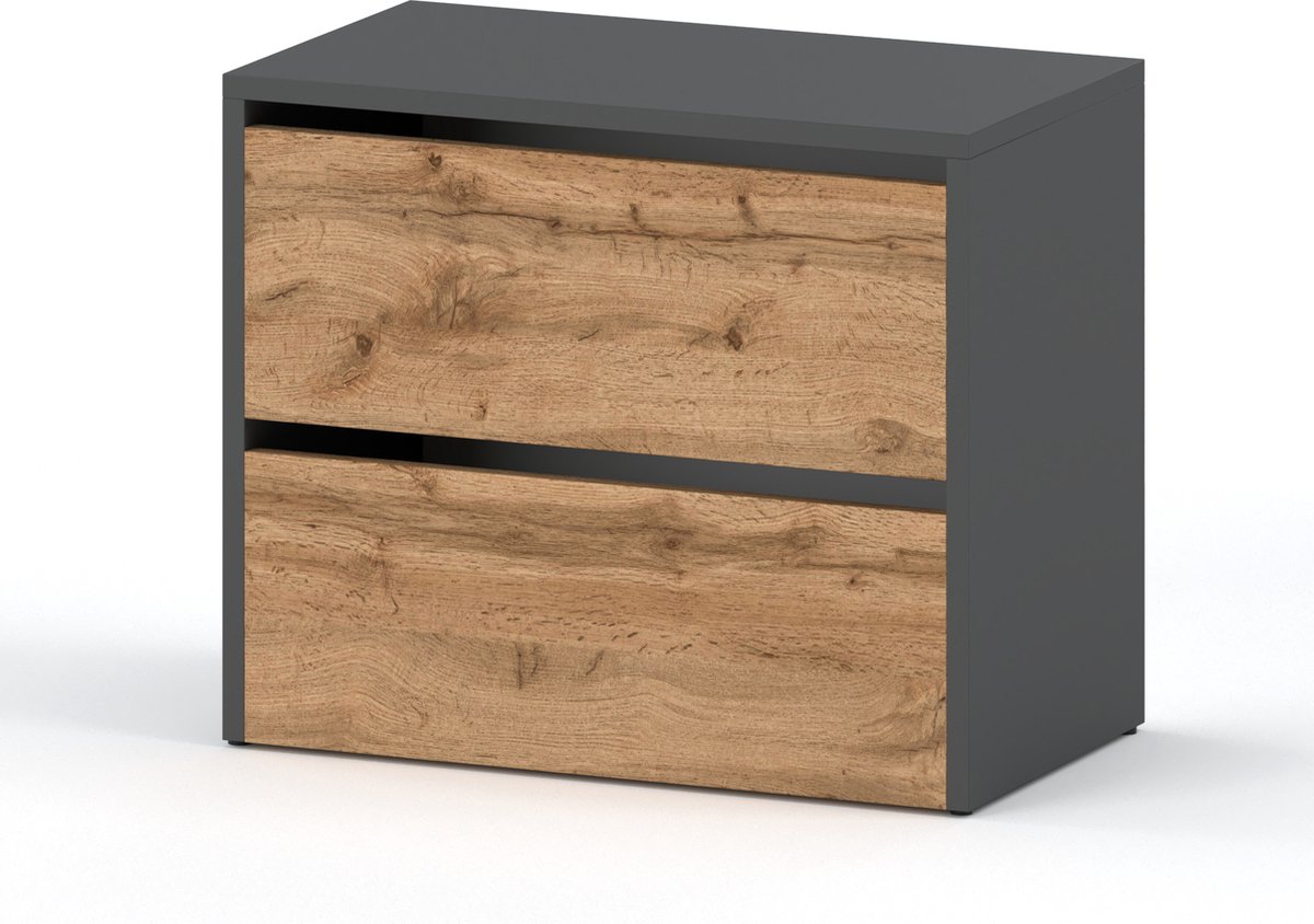 Meubel Square - Schoenenkast STEP - Eiken / Grijs - Modulaire schoenenkast zonder handgrepen (9504842694218)