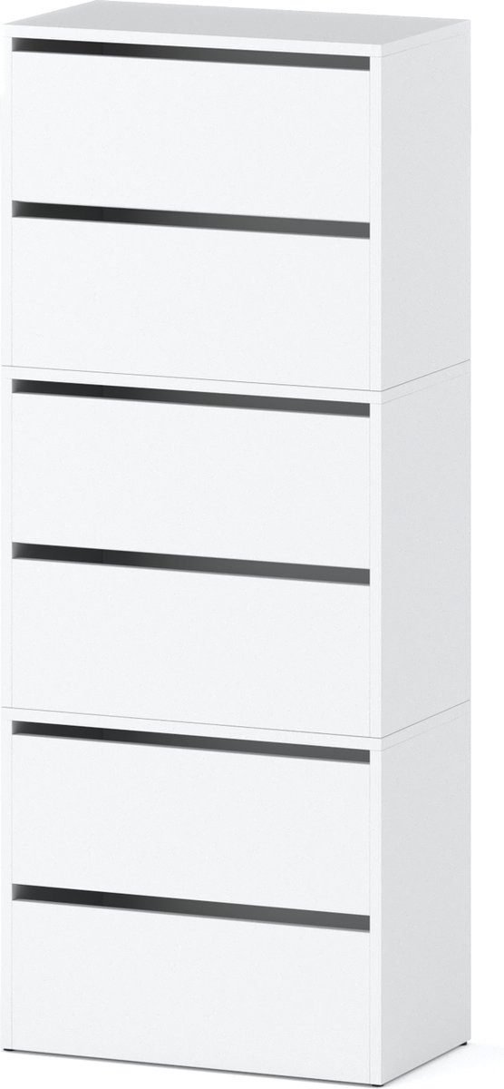 Meubel Square - Schoenenkast STEP - Set van 3 - Mat Wit - Modulaire schoenenkast zonder handgrepen (9508728365636)