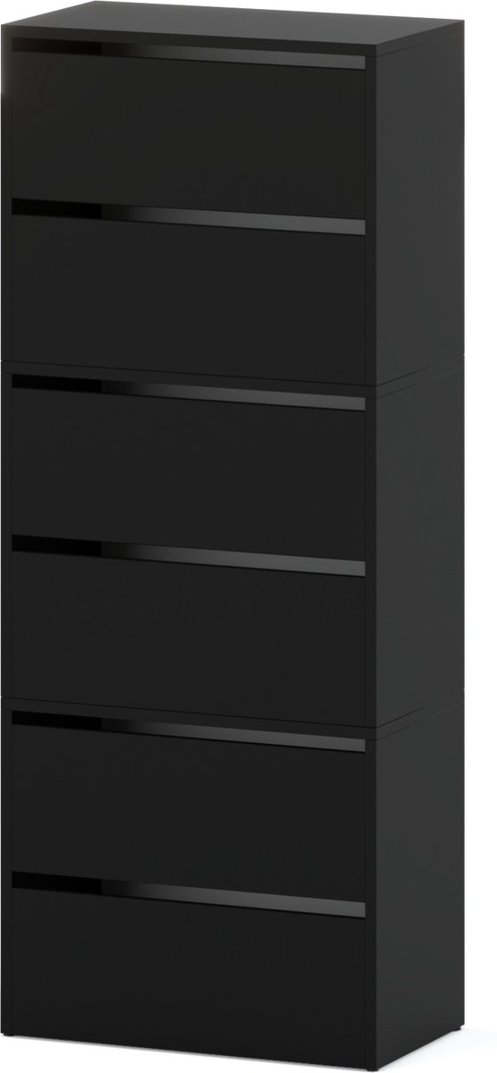 Meubel Square - Schoenenkast STEP - Set van 3 - Mat Zwart - Modulaire schoenenkast zonder handgrepen (9506978587617)