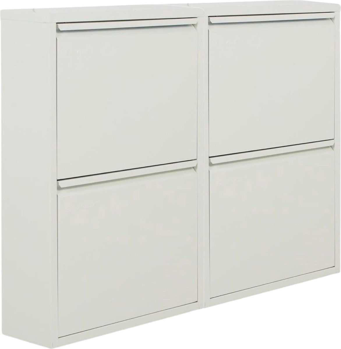 Naturn Living Metalen schoenenkast 4 vakken - 75 x 103 x 17 cm - set van 2 Schoenenkasten - Opbergrek - Schoenen Opbergkast - Schoenenrek - Kast - Organizer - Schoenenkast - Opbergkast - Mat Wit (8720587212147)