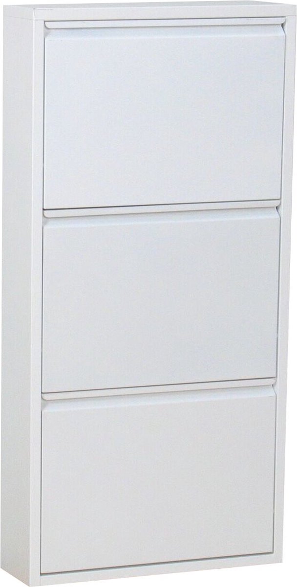 Pisa schoenenkast wit metaal met 3 vakken. (7435110681642)