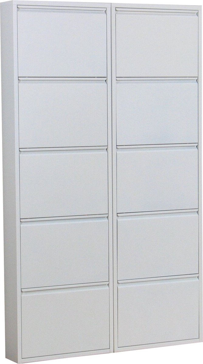 Pisa schoenenkast wit metaal met 5 vakken - set van 2. (7435110681604)