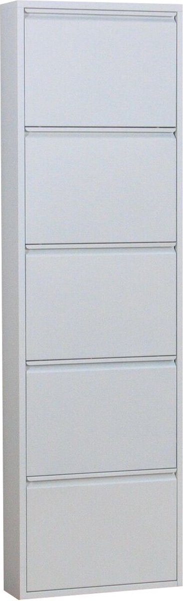 Pisa schoenenkast wit metaal met 5 vakken. (7435110681680)