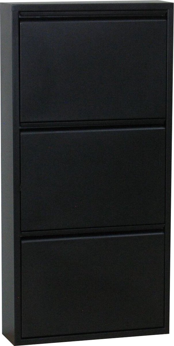 Pisa schoenenkast zwart metaal met 3 vakken. (7435110681659)