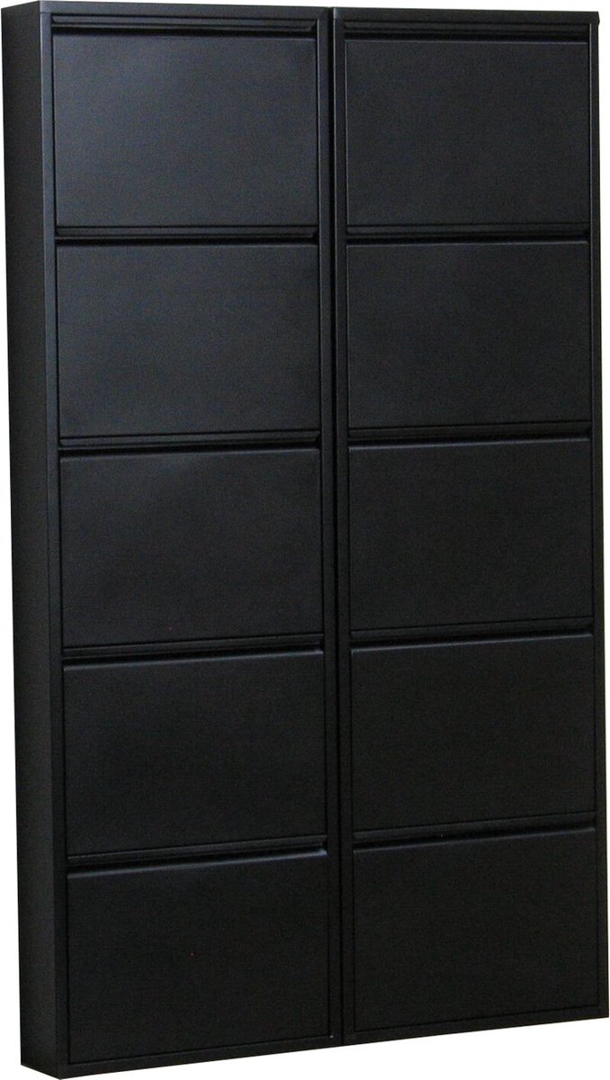 Pisa schoenenkast zwart metaal met 5 vakken - set van 2. (7435110681628)