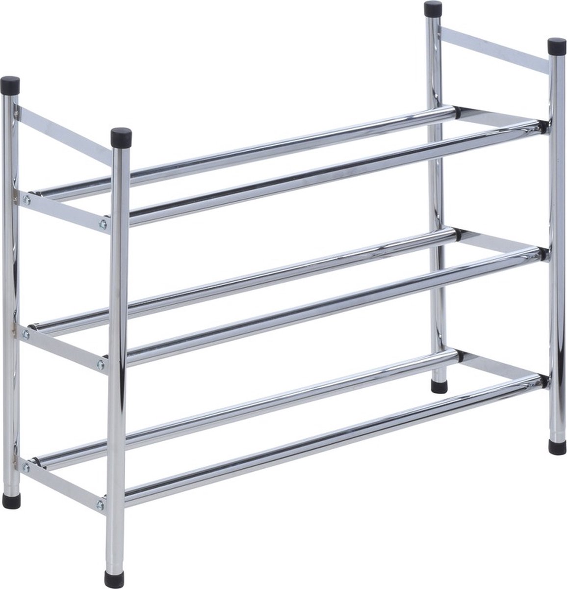 RVS schoenenrek 3 laags 64 cm - Schoenenrekken/schoenenstandaards (8720147057928)