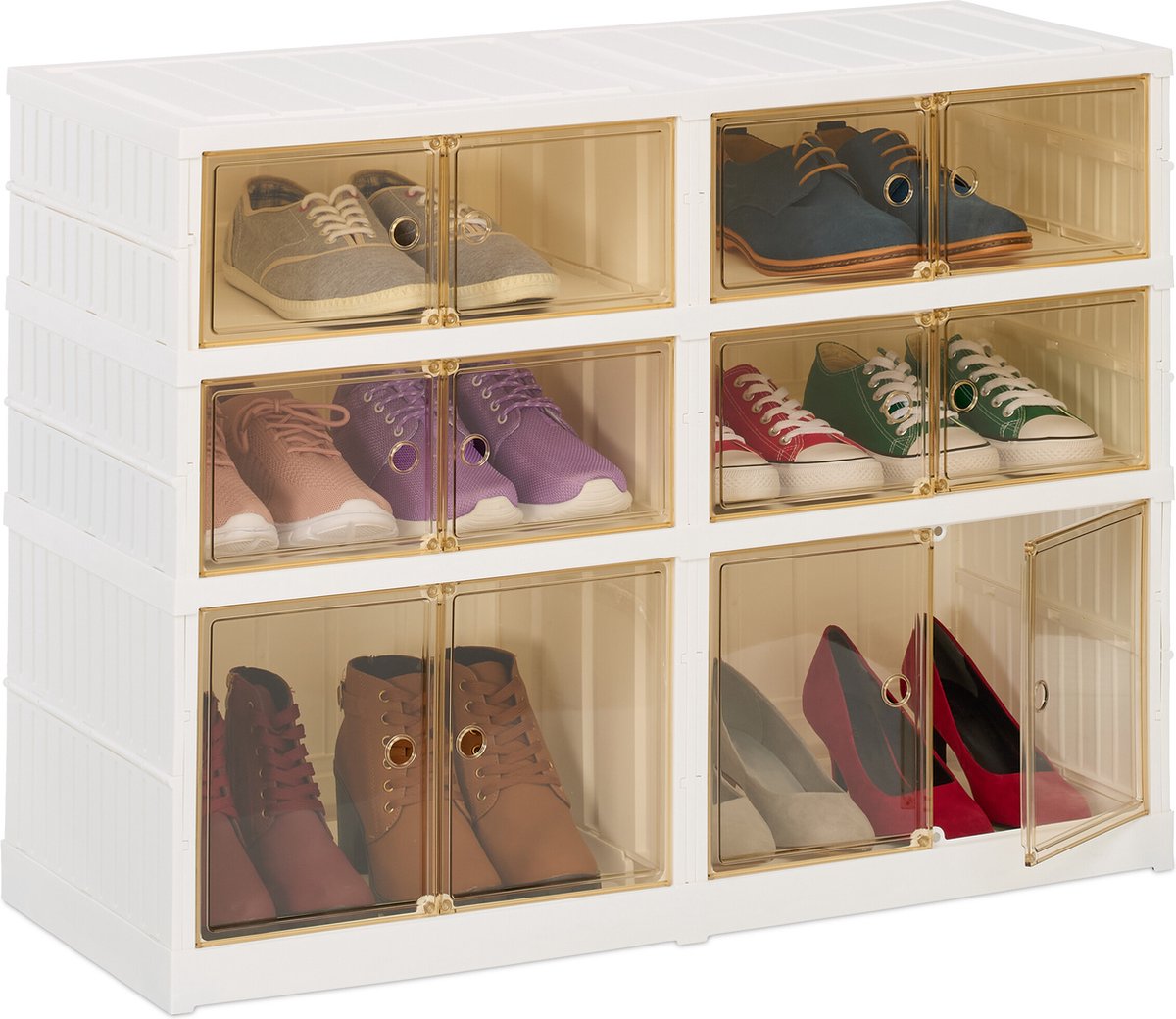 Relaxdays opvouwbare schoenenkast - op wielen - voor 12 paar - 66,5 x 86,5 x 34,5 cm (4052025871376)