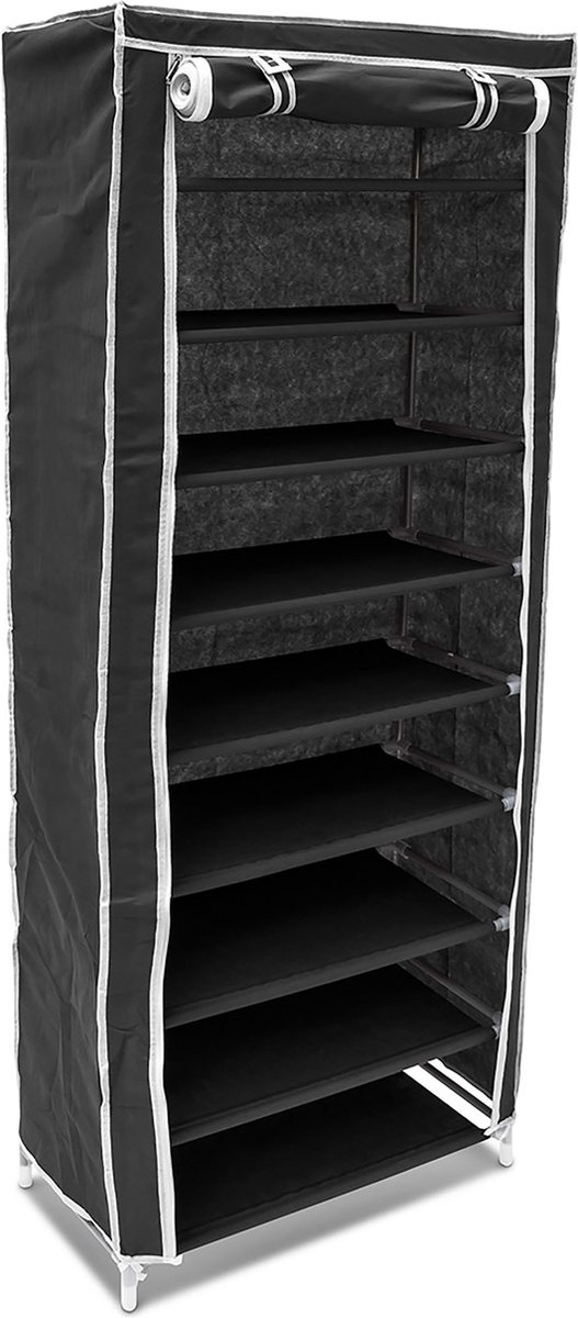 Relaxdays schoenenkast stof - opvouwbaar - 9 etages - 36 paar - 151x60x30 cm - zwart (4052025044459)