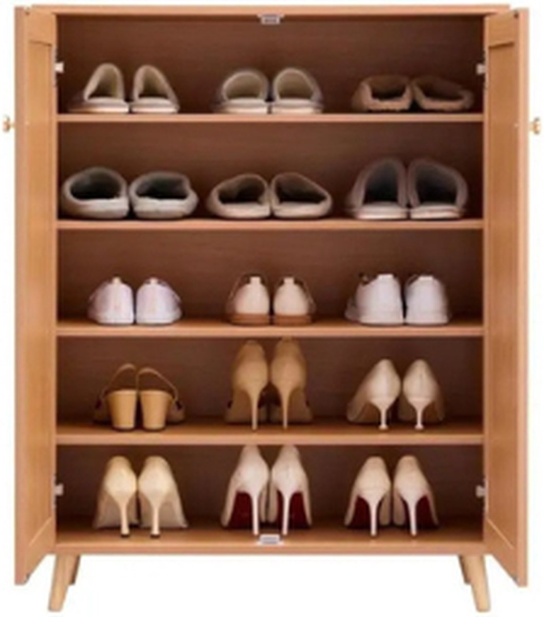 Rustive Schoenenopbergkast 5-laags 2 Deuren - 40,35 Inch - planken verstelbaar - Licht Grijs - Ingangskast (8721284700043)