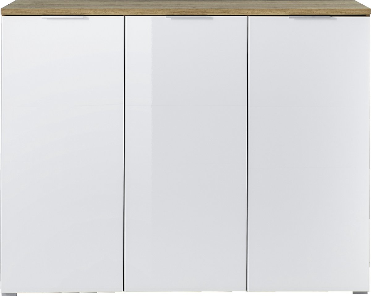 Schoenenkast Tille 134cm met 3 deuren - wit/eik (4005949393509)