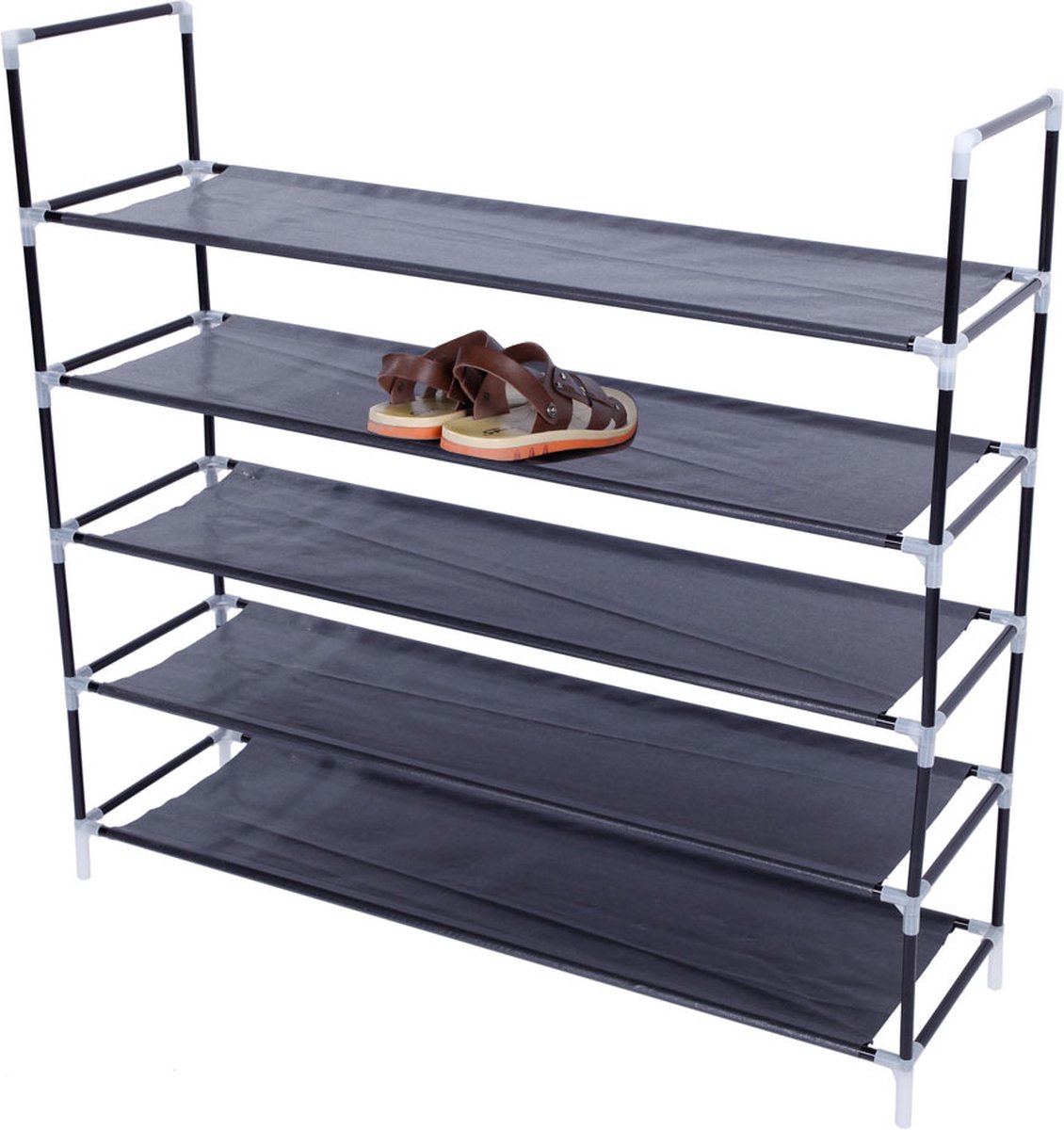 Schoenenrek 5 Laags - Opbergsysteem voor 20 Paar Schoenen - Kunststof - stapelbaar - Schoenenplank - schoenenkast - Zwart (8720624000188)