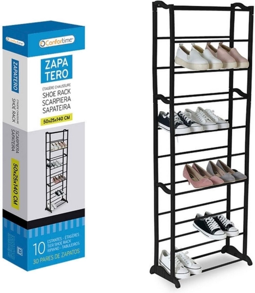 Schoenenrek - Confortime - Zwart (30 Paar) - 50 X 25 x 140 cm (8433774701569)