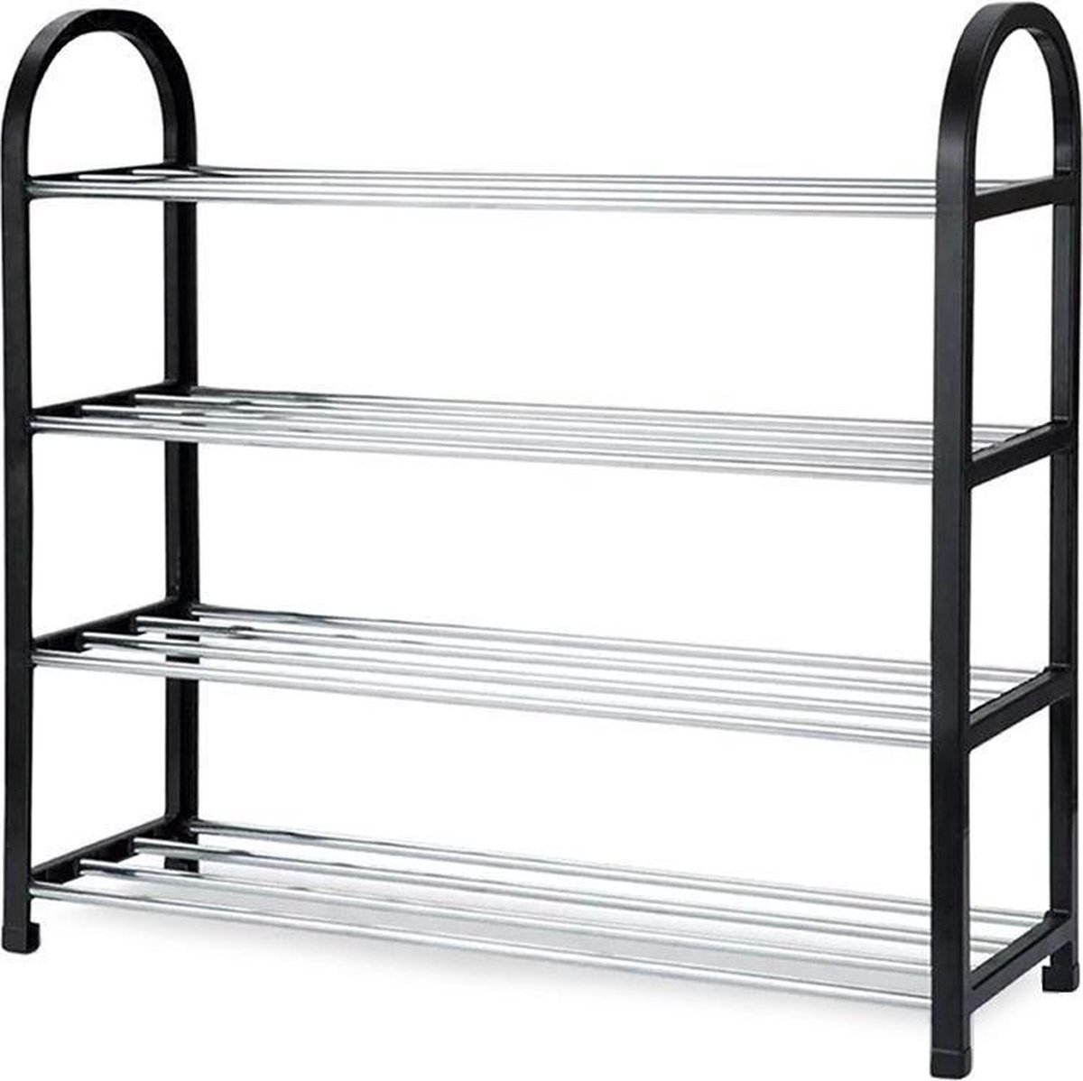 Schoenenrek Metaal - Schoenenrek - 4 laags voor 8 paar schoenen - 9 x 58 cm zwart (5907451317860)