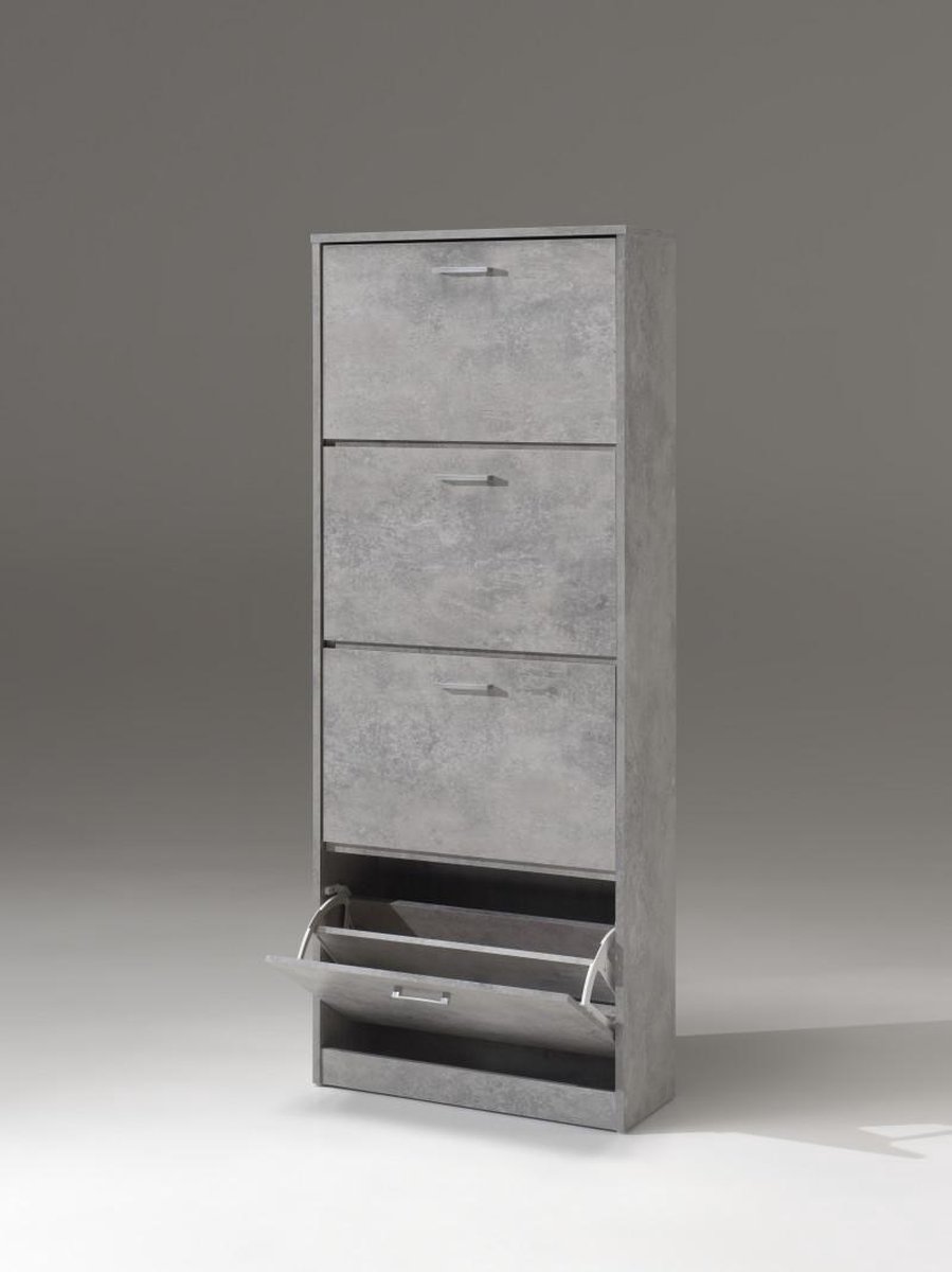 Schoenkast 'Cary 4 laden Beton look (8719325321784)