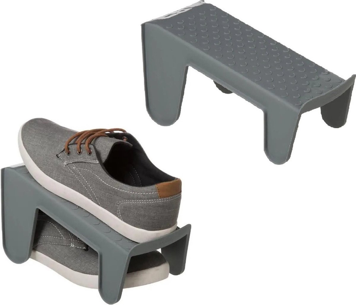 Set van 10x stuks schoenenrekjes/plankjes voor 1 paar schoenen grijs 29,5 x 25 cm - Schoenen opbergen (8720576992005)