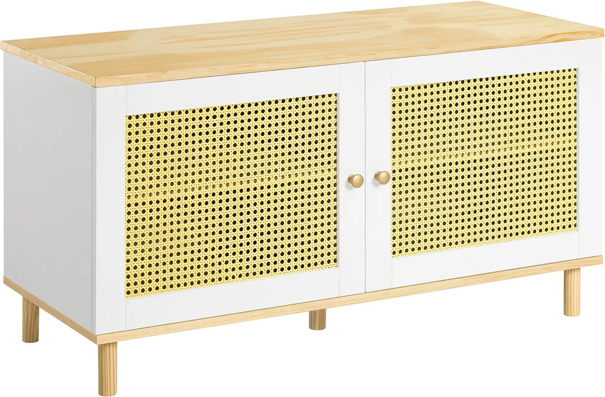 Simpletrade - Schoenenrek - Zitbank met opbergruimte - Schoenenkast - Beige/wit (8785268225823)