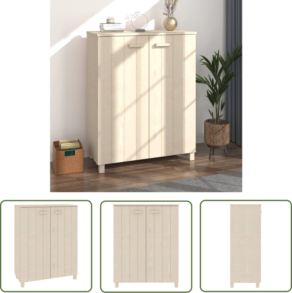 The Living Store HAMAR Schoenenkast - 85 x 40 x 108 cm - Massief grenenhout - Rustieke uitstraling (8721032238958)