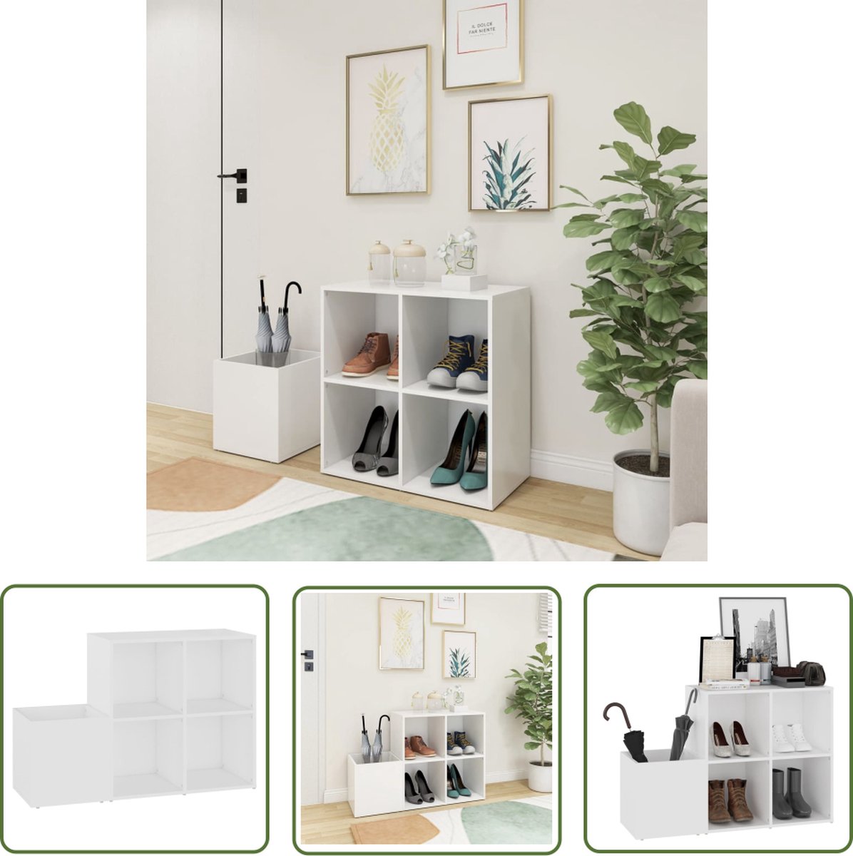 The Living Store Opbergkast Wit - Hoogwaardig bewerkt hout - 105 x 35.5 x 70 cm (8721032019502)