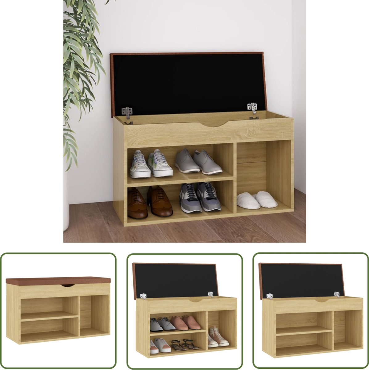 The Living Store Schoenenbank Sonoma Eiken - Spaanplaat/MDF - 80x30x47 cm (8721031231103)