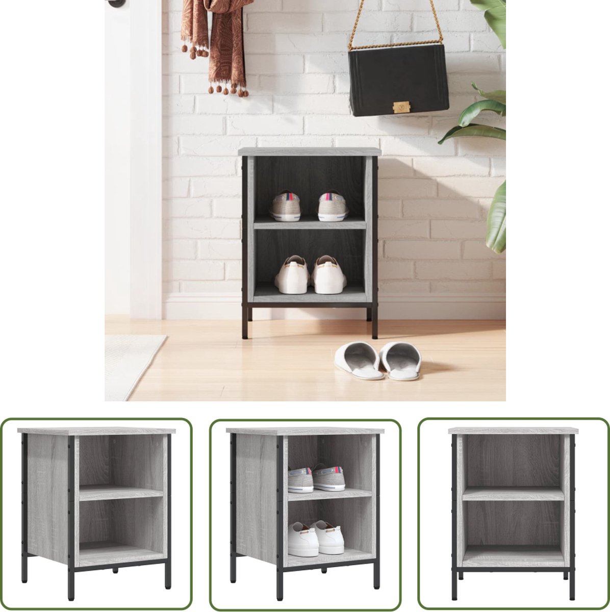 The Living Store - Schoenenkast - 38 x 35 x 50 cm - Grijs Sonoma Eiken (8721032239504)