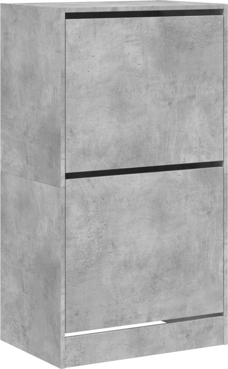 The Living Store Schoenenkast Betongrijs Bewerkt Hout - 60 x 42 x 108 cm - Ruimtebesparend - Schoenenkast - Schoenen Rek - Bergruimte - Organisatie - Opslag (8721194543037)