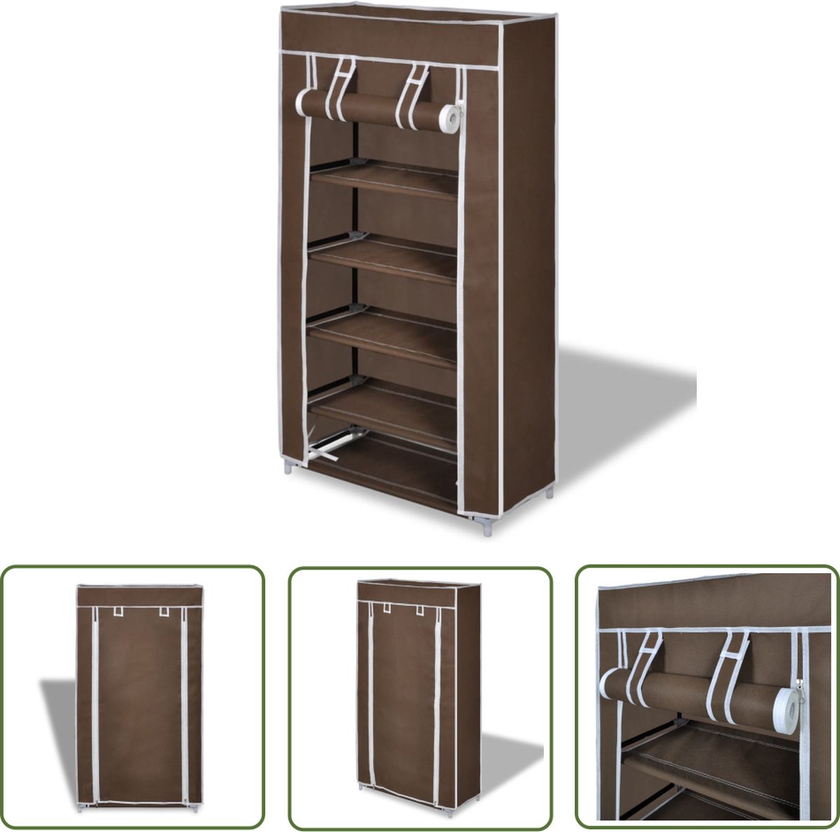 The Living Store Schoenenkast Dubbel 5-Laags - 58 x 28 x 106 cm - Bruin (8721031231547)