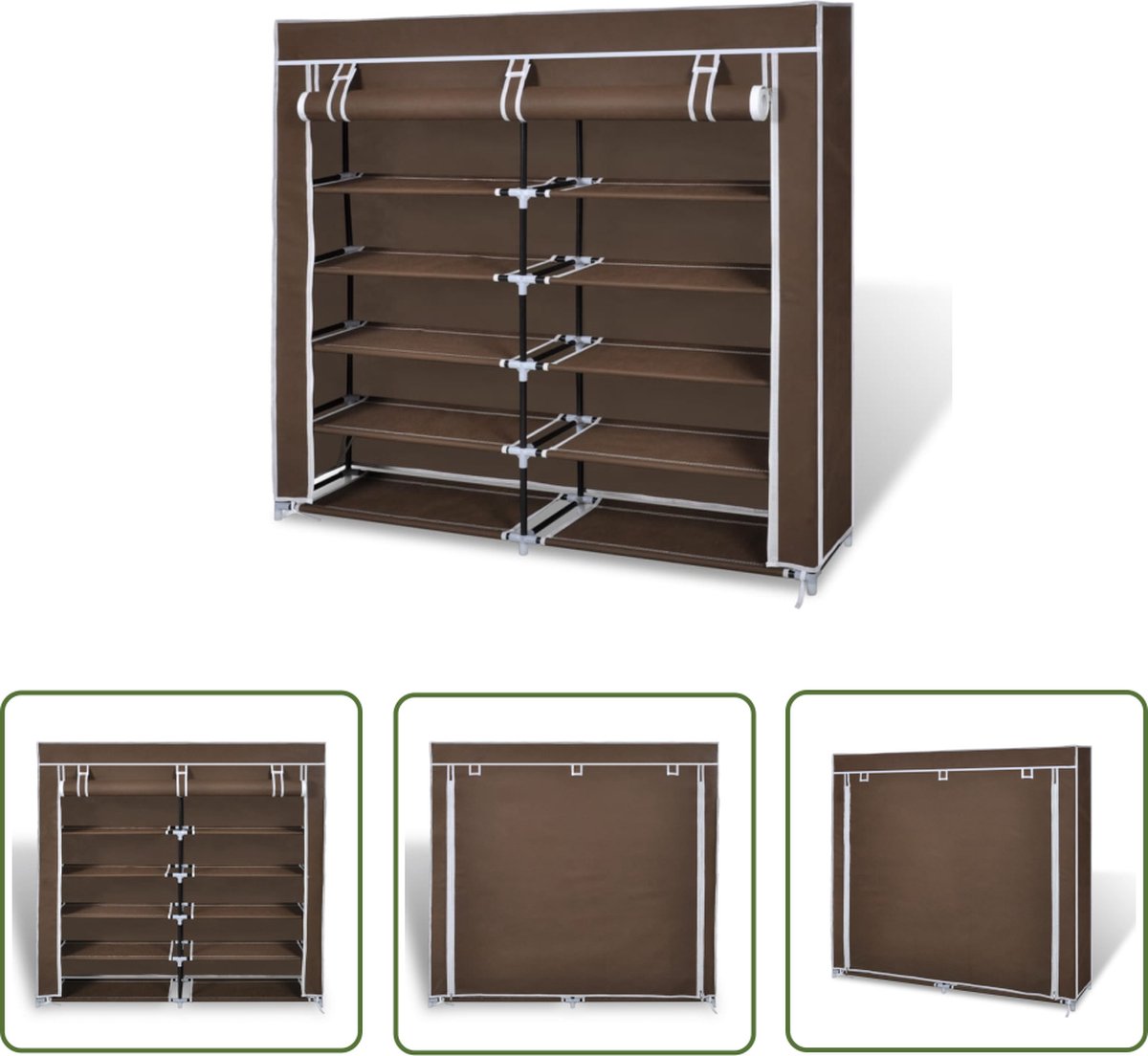 The Living Store Schoenenkast - Dubbel 5-laags - 115 x 28 x 110 cm - Bruin (8721031229919)