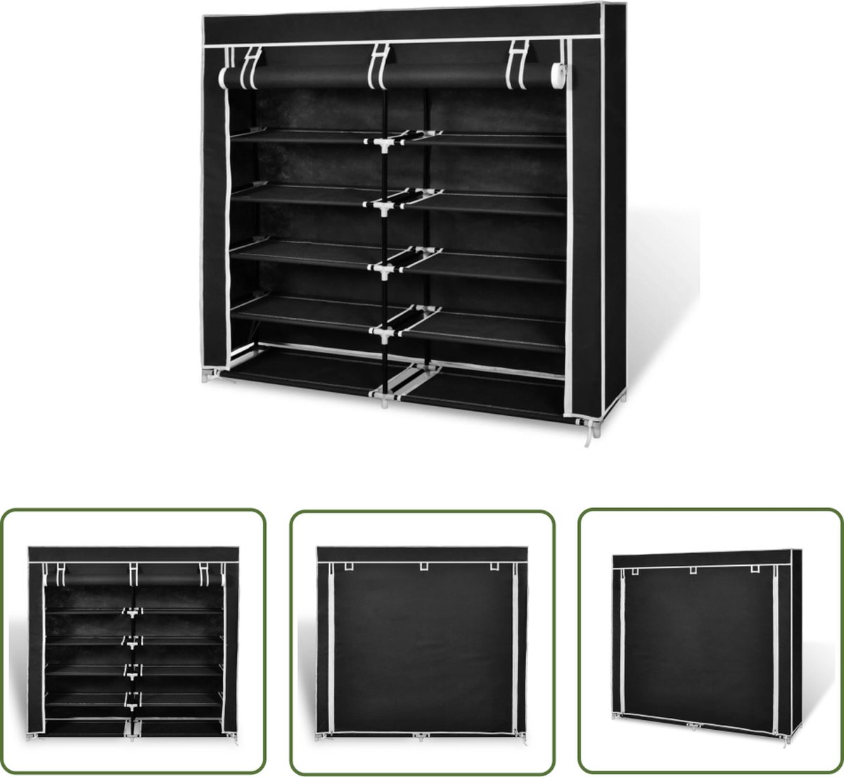The Living Store Schoenenkast Dubbel 5-laags - 115 x 28 x 110 cm - zwart (8721031227663)