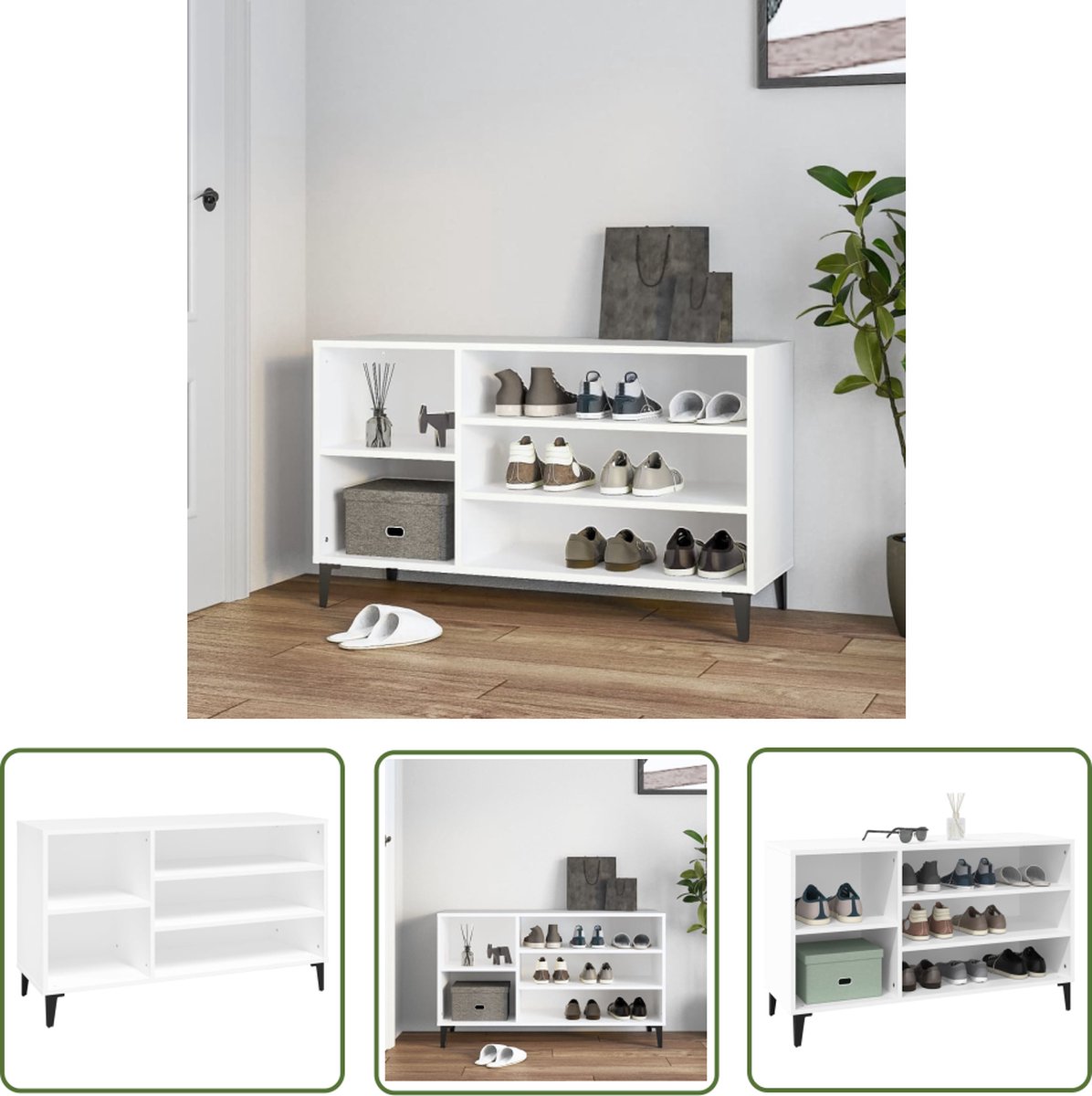 The Living Store Schoenenkast - Elegant - 102 x 36 x 60 cm - Wit (8721032177561)
