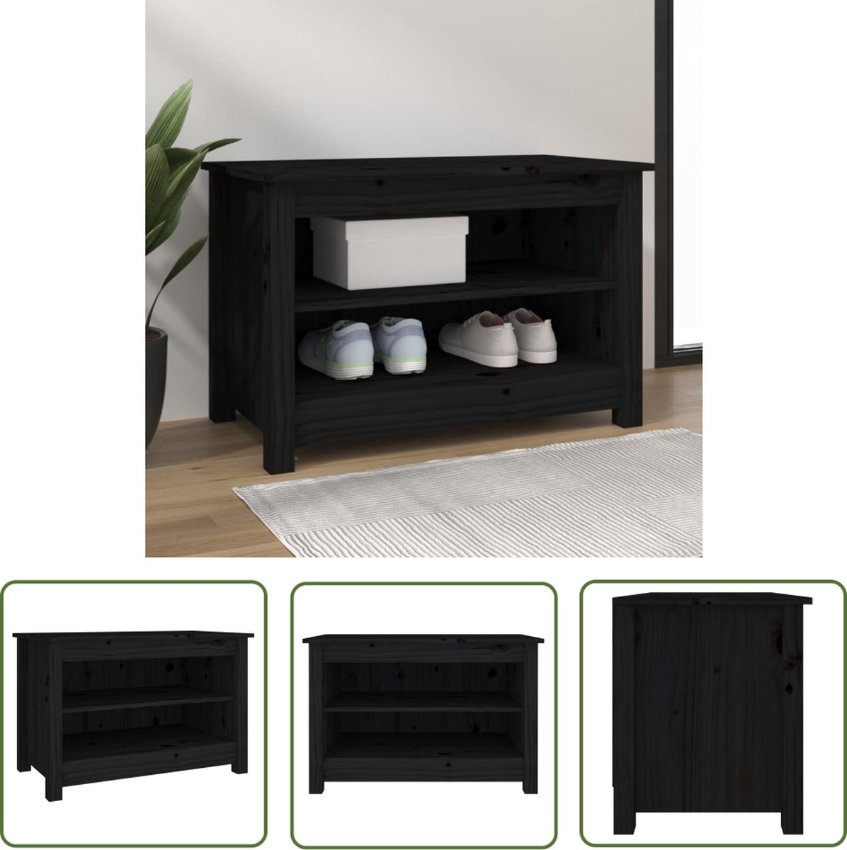 The Living Store Schoenenkast - Grenenhout - 70 x 38 x 45.5 cm - Trendy ontwerp (8721031230298)