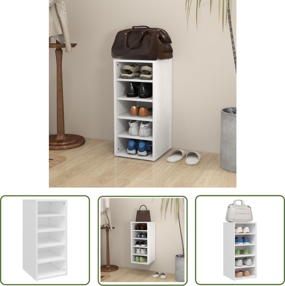 The Living Store Schoenenkast Wit - 31.5x35x70 cm - Duurzaam en Stevig (8721031229940)