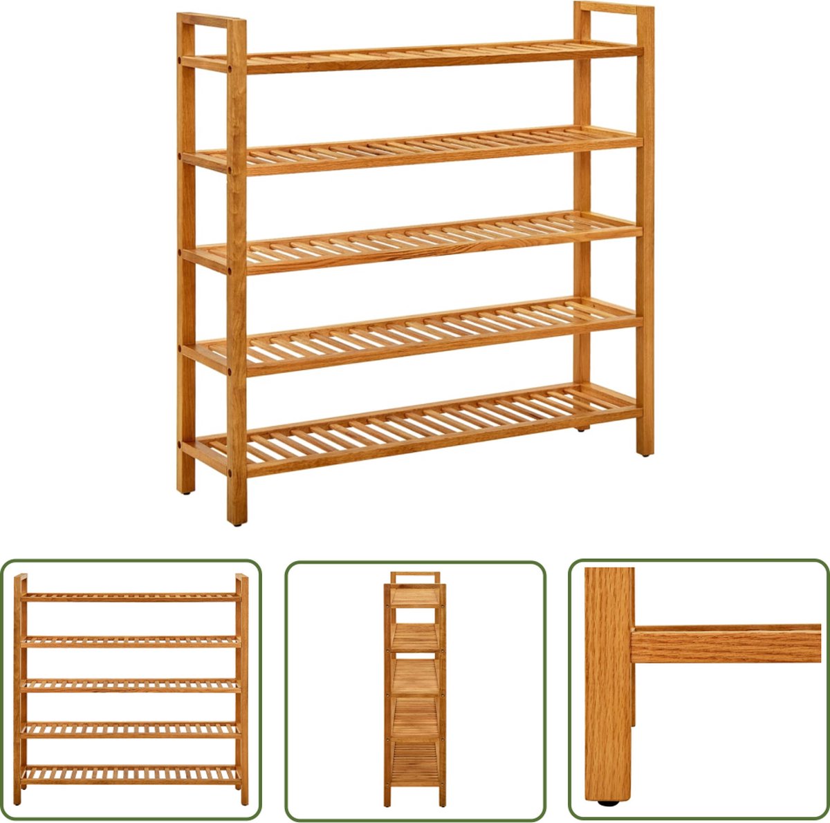 The Living Store Schoenenrek Eikenhout - 100x27x100 cm - Massief - Rustiek - Schoenenrek - Eikenhouten Schoenenrek - Schoenen Organisatie - Vintage Schoenenrek - Landelijk Schoenenrek (8721031230878)