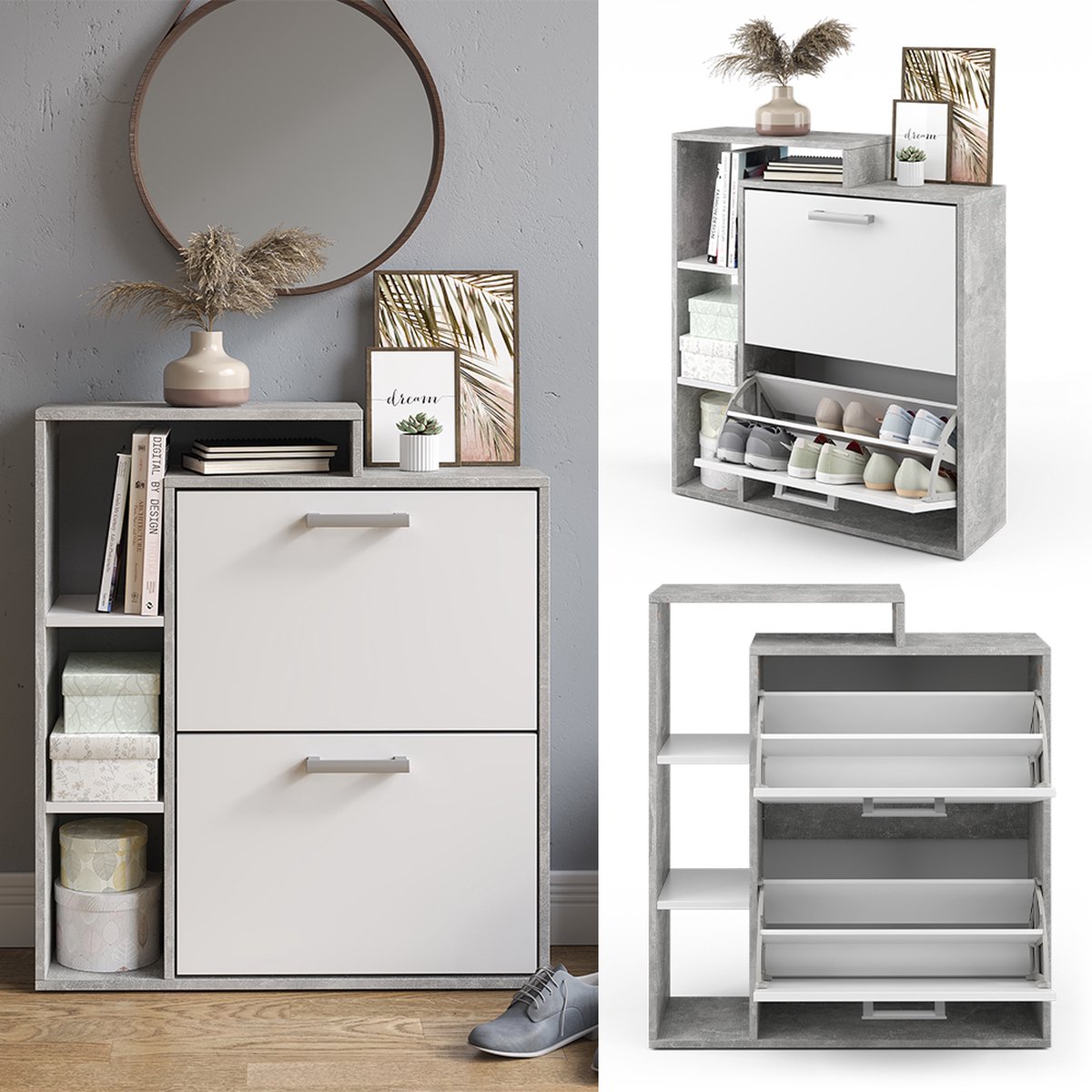 Vicco Schoenklaprek Orlando, 80 x 90 cm, Beton/Wit (4251421950245)