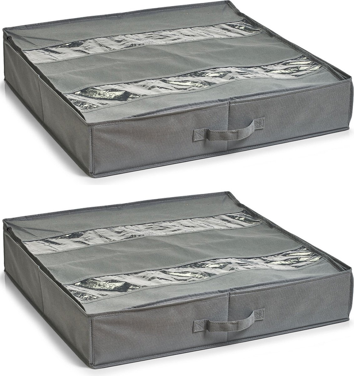 Zeller schoenenopberger - 2x - voor onder bed - 6 vakken - grijs - 60 x 60 x 13 cm (8720768505518)