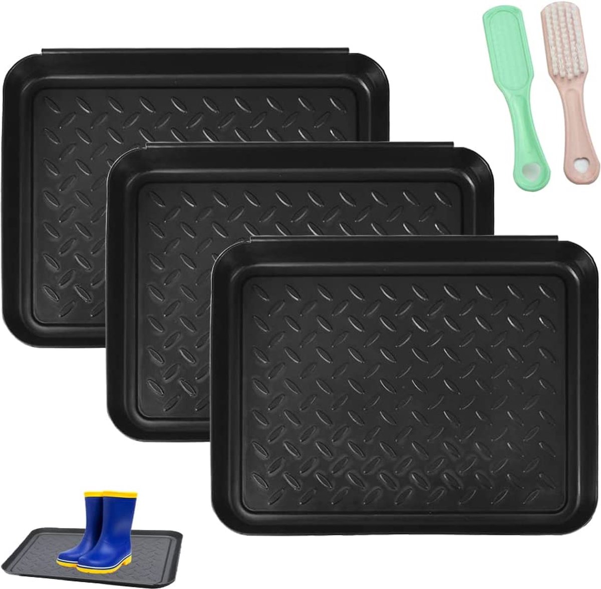 schoenafdruipbakjes laarzen schoenenrek met verhoogde rand kunststof schoendienblad multifunctionele schoenbak zwarte laarzen schoenenrek rek pad voor vloerbescherming (35 x 27 cm) (6096127363337)