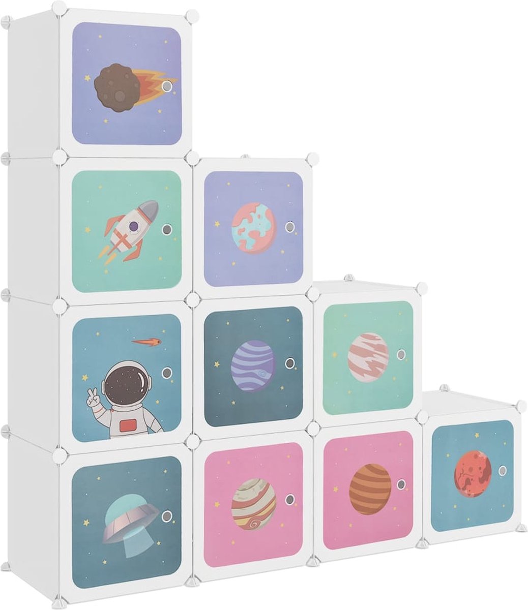 vidaXL - Kinderopbergmeubel - met - 10 - vakken - polypropeen - wit (8720286849804)