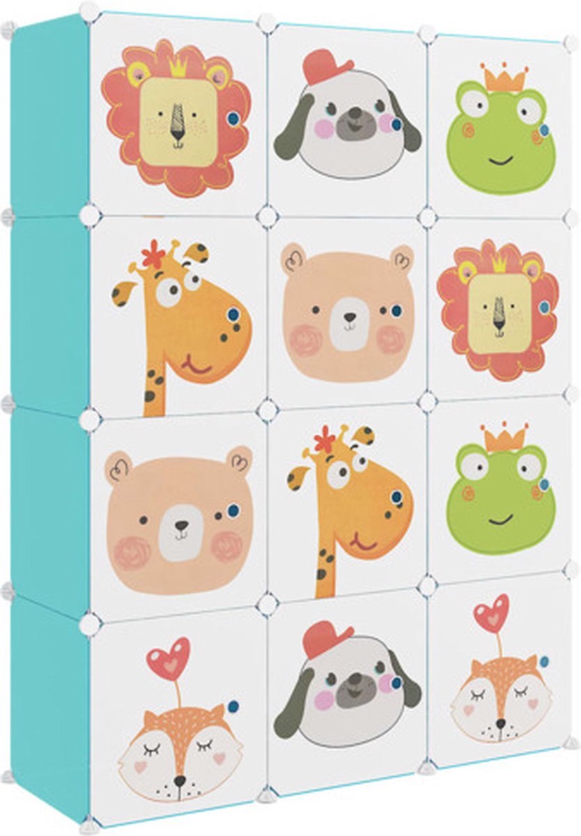 vidaXL - Kinderopbergmeubel - met - 12 - vakken - polypropeen - groen (8720286849828)