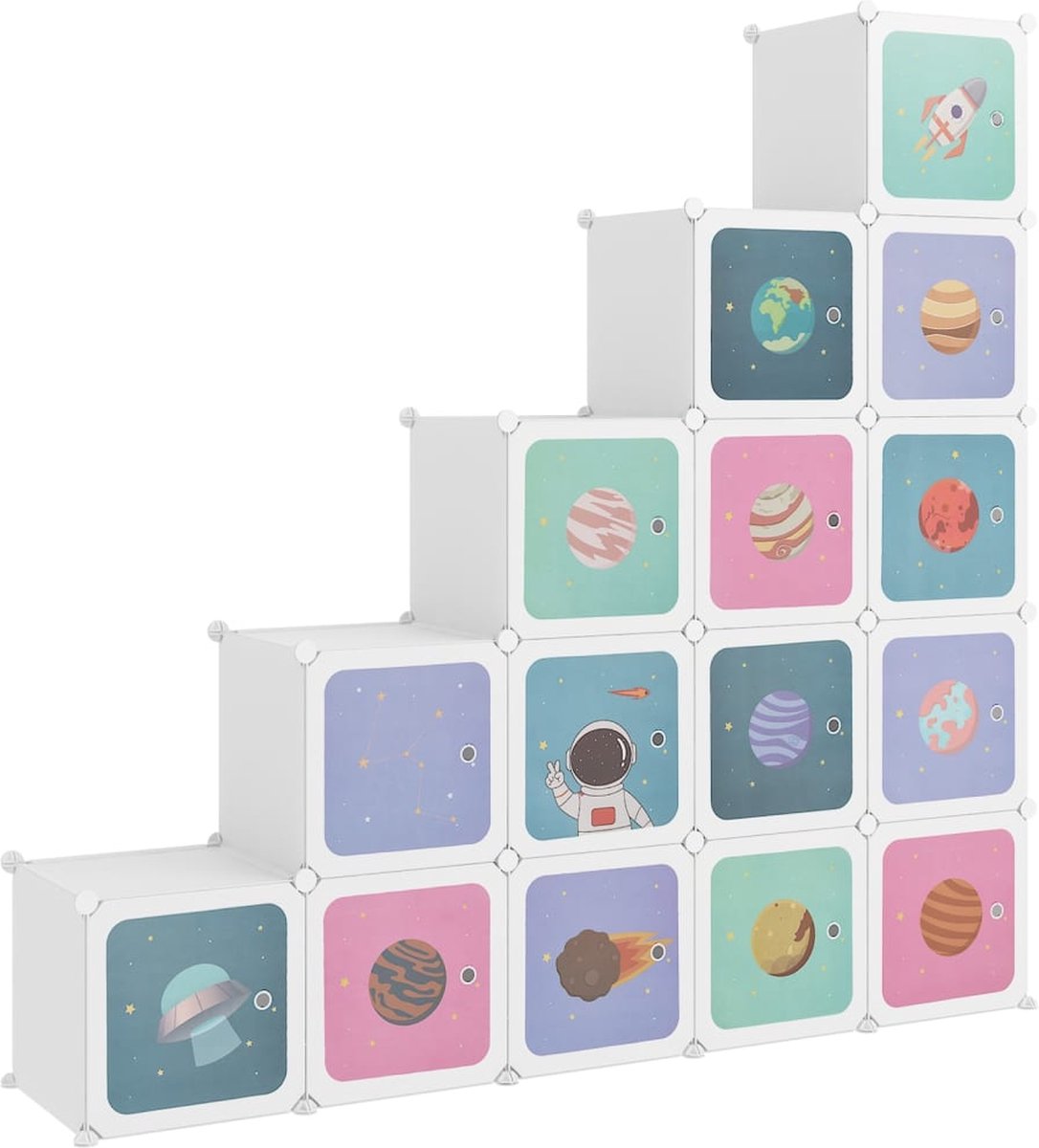 vidaXL - Kinderopbergmeubel - met - 15 - vakken - polypropeen - wit (8720286849781)