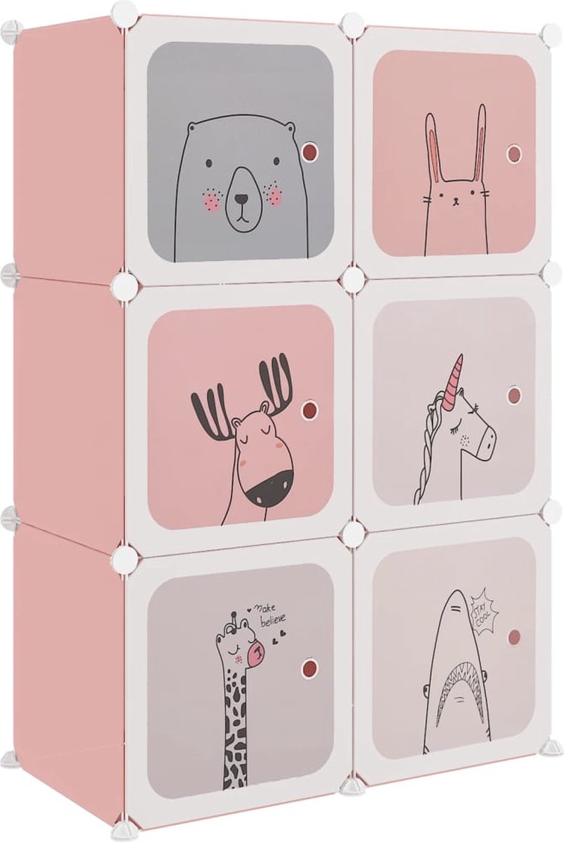 vidaXL - Kinderopbergmeubel - met - 6 - vakken - polypropeen - roze (8720286849811)