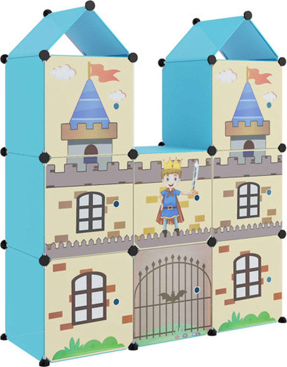 vidaXL - Kinderopbergmeubel - met - 8 - vakken - polypropeen - blauw (8720286849866)