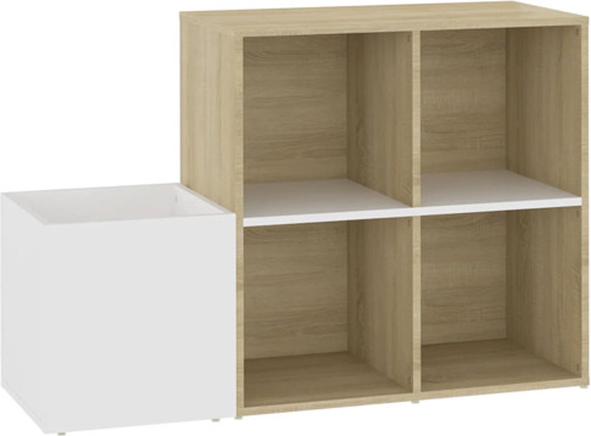 vidaXL - Opbergkast - 105x35,5x70 - cm - bewerkt - hout - wit - en - sonoma - eikenkleur (8720286605967)