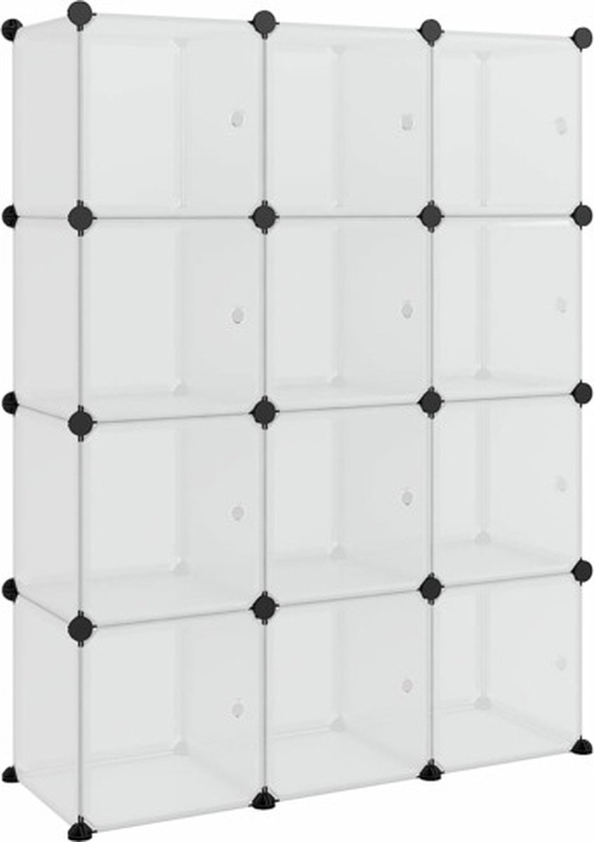 vidaXL - Opbergmeubel - met - 12 - vakken - en - deuren - polypropeen - transparant (8720286849583)