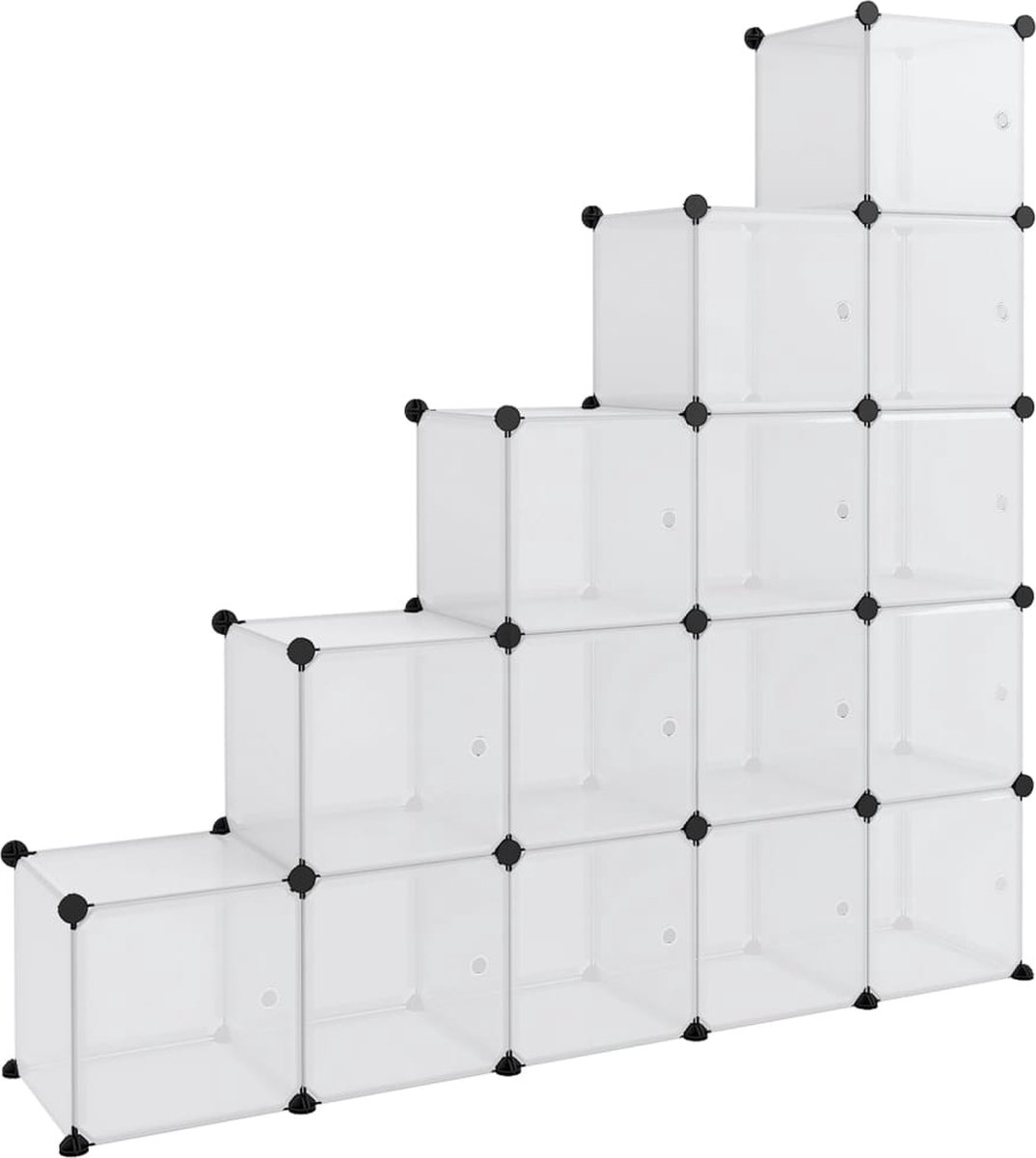 vidaXL - Opbergmeubel - met - 15 - vakken - en - deuren - polypropeen - transparant (8720286849569)