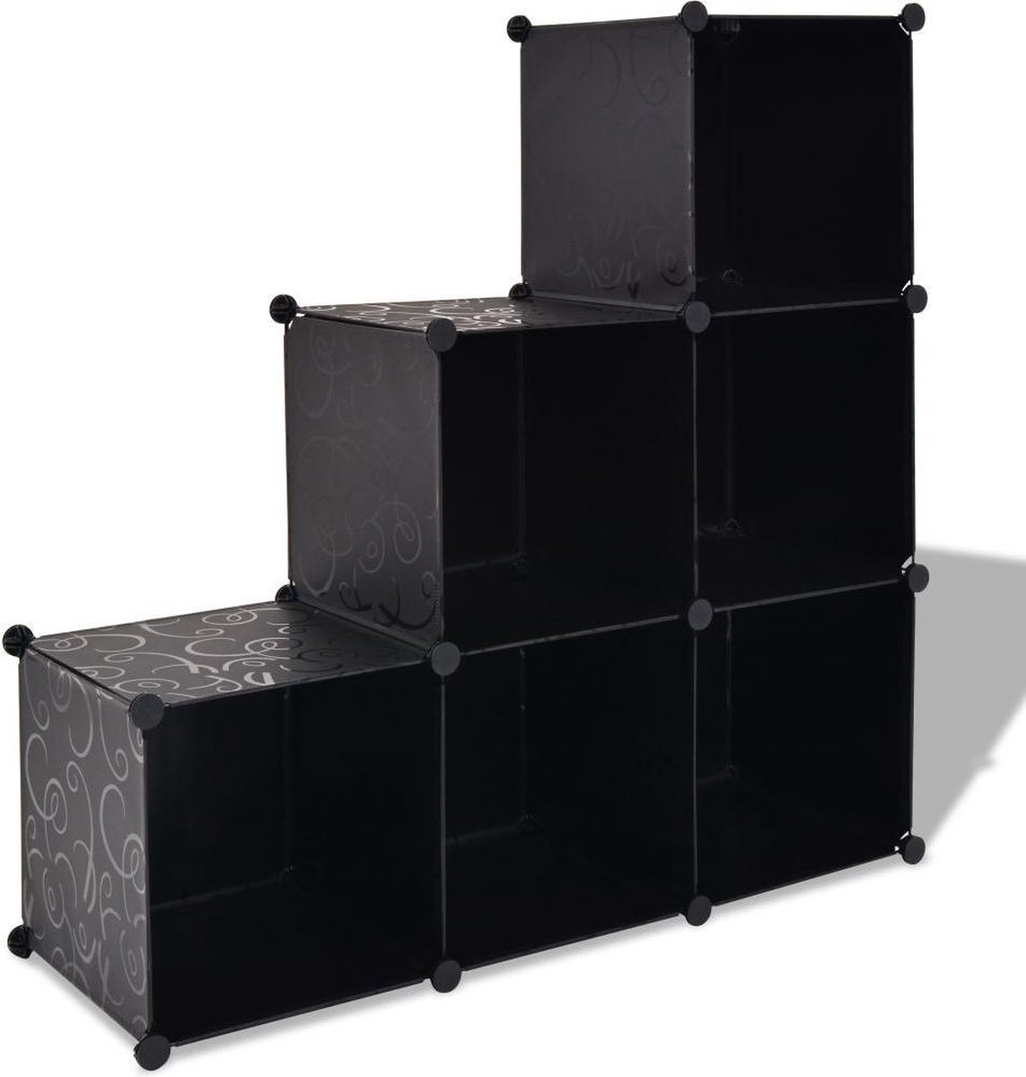 vidaXL - Opbergmeubel - met - 6 - vakken - zwart (8718475566373)