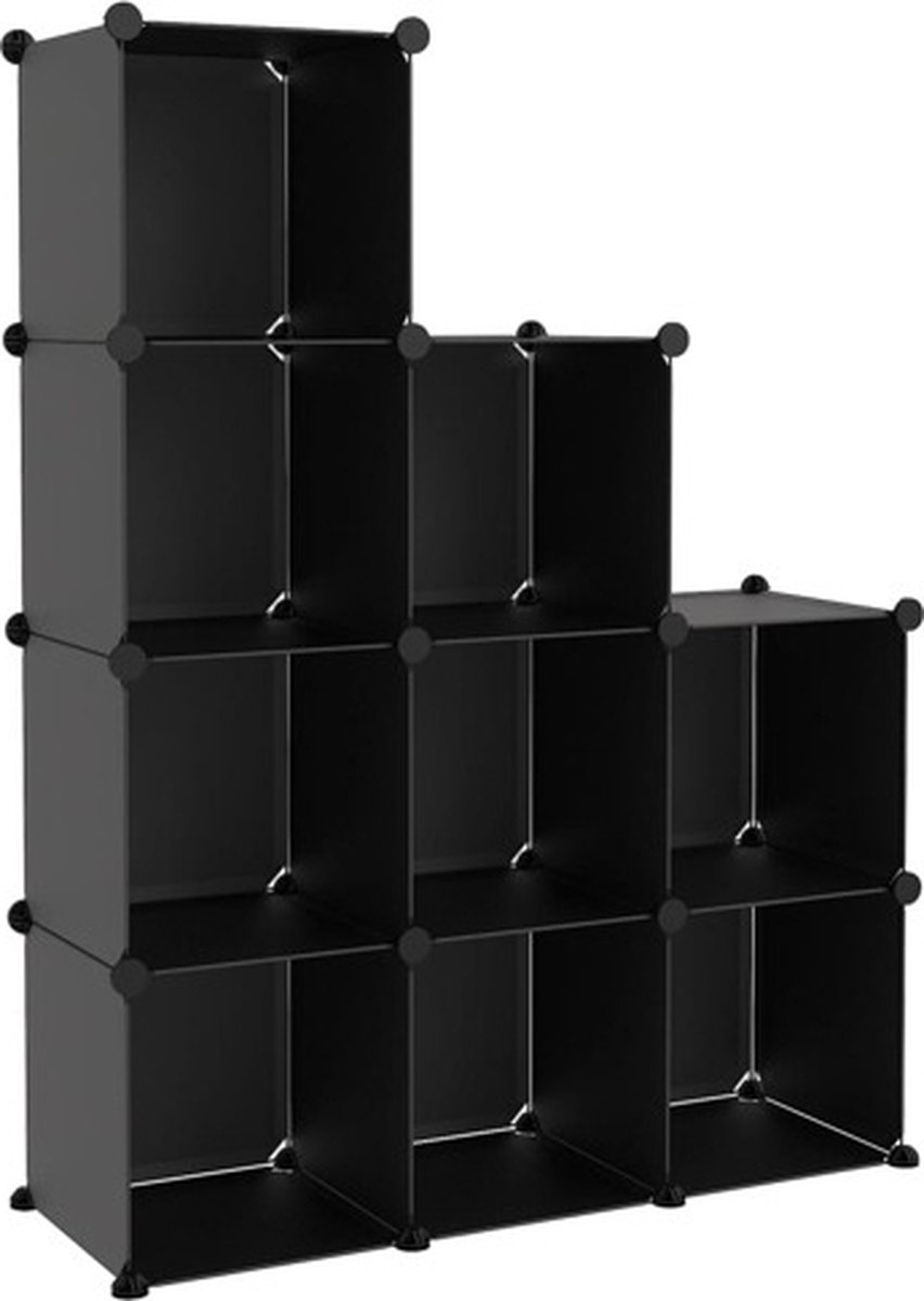 vidaXL - Opbergmeubel - met - 9 - vakken - polypropeen - zwart (8720286849507)