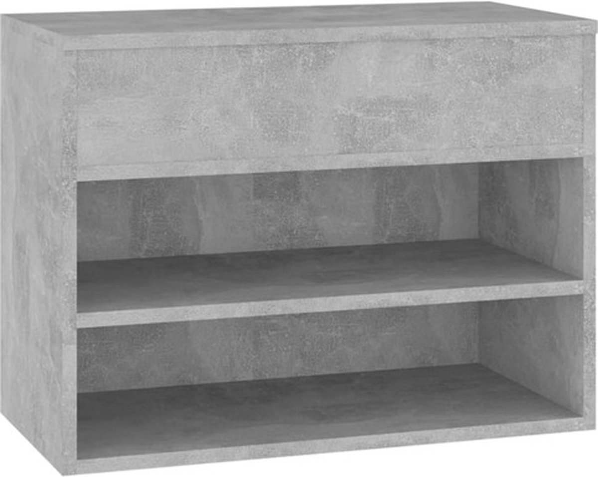 vidaXL - Schoenenbank - 60x30x45 - cm - bewerkt - hout - betongrijs (8720286643396)